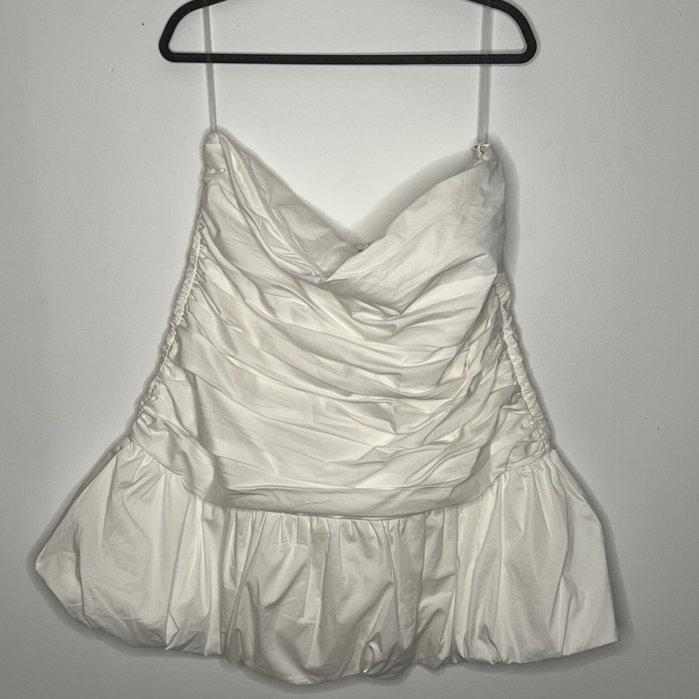 Meshki Fran Ruched Bubble Hem White Cotton Dress cotton XXXL NWT
